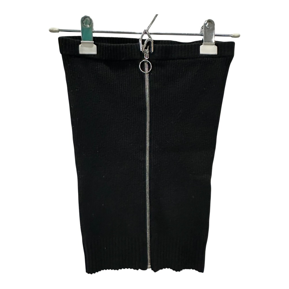 For Love & Lemons‎ Knitz Black Ribbed O-Ring Zip Front Mini Skirt Medium